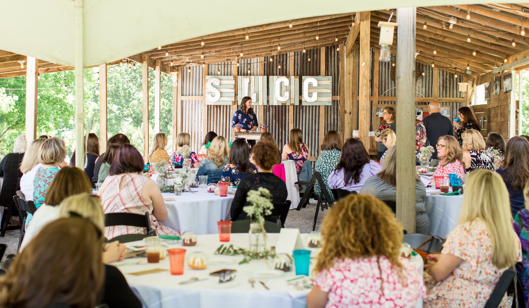 League members seated together at the annual luncheon.